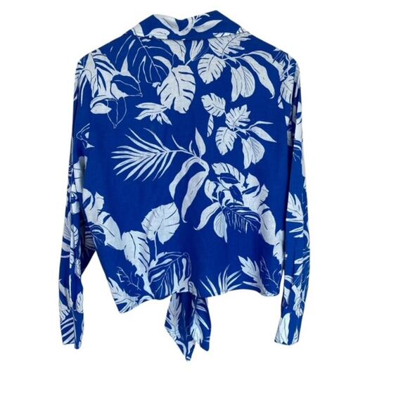 Panama Jack Royal Blue and White Hawaiian Button Up  Linen Shirt - Large - Picture 3 of 5